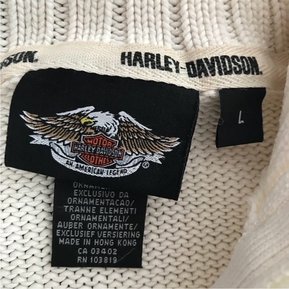 Women’s Cream Zip-Up Knit Sweater with Monogram Detail - Picture 3 of 6